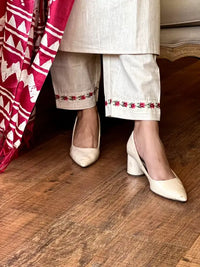 Thumbnail for Malishka Women's Red Pure Cotton Embroidery Kurta Pant Set With Dupatta - Distacart