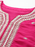 Thumbnail for Malishka Women's Viscose Embroidered Straight Kurta Pant With Dupatta - Pink - Distacart