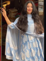Thumbnail for Malishka Women's Viscose Printed Straight Kurta Pant With Dupatta - Sky Blue - Distacart