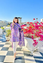 Thumbnail for Malishka Women's Viscose Printed Straight Kurta Pant With Dupatta - Purple