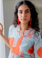 Thumbnail for Malishka Women's Sky Blue Viscose Floral Printed Flared Kurta With Pant Set - Sky Blue & Orange - Distacart
