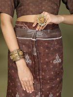 Thumbnail for Astita Cotton Brown Saree