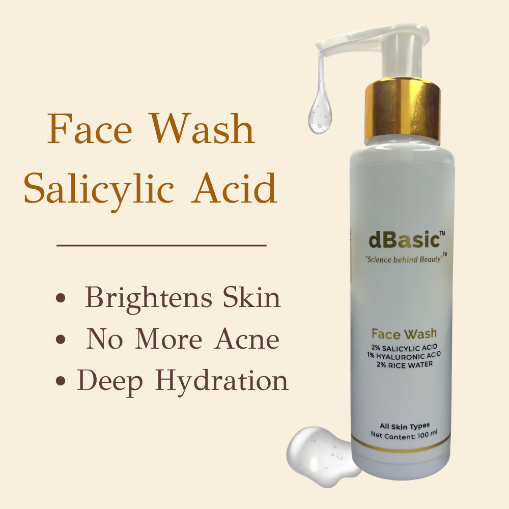 dBasic Salicylic Acid Face Wash with Rice Water For Acne Prone Skin, Cleanses Pores & Excess Oil - Distacart
