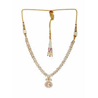Thumbnail for Gold and American Diamond Neckpiece with Pink Stone Center Piece (Gold) - Ruby Raang - Distacart