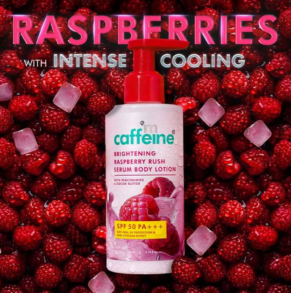 mCaffeine Brightening Raspberry Rush Serum Body Lotion SPF 50 PA+++ - Distacart