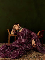 Thumbnail for NOZ2TOZ Women's Cotton Linen Magenta Printed Designer Saree With Blouse Piece - Distacart