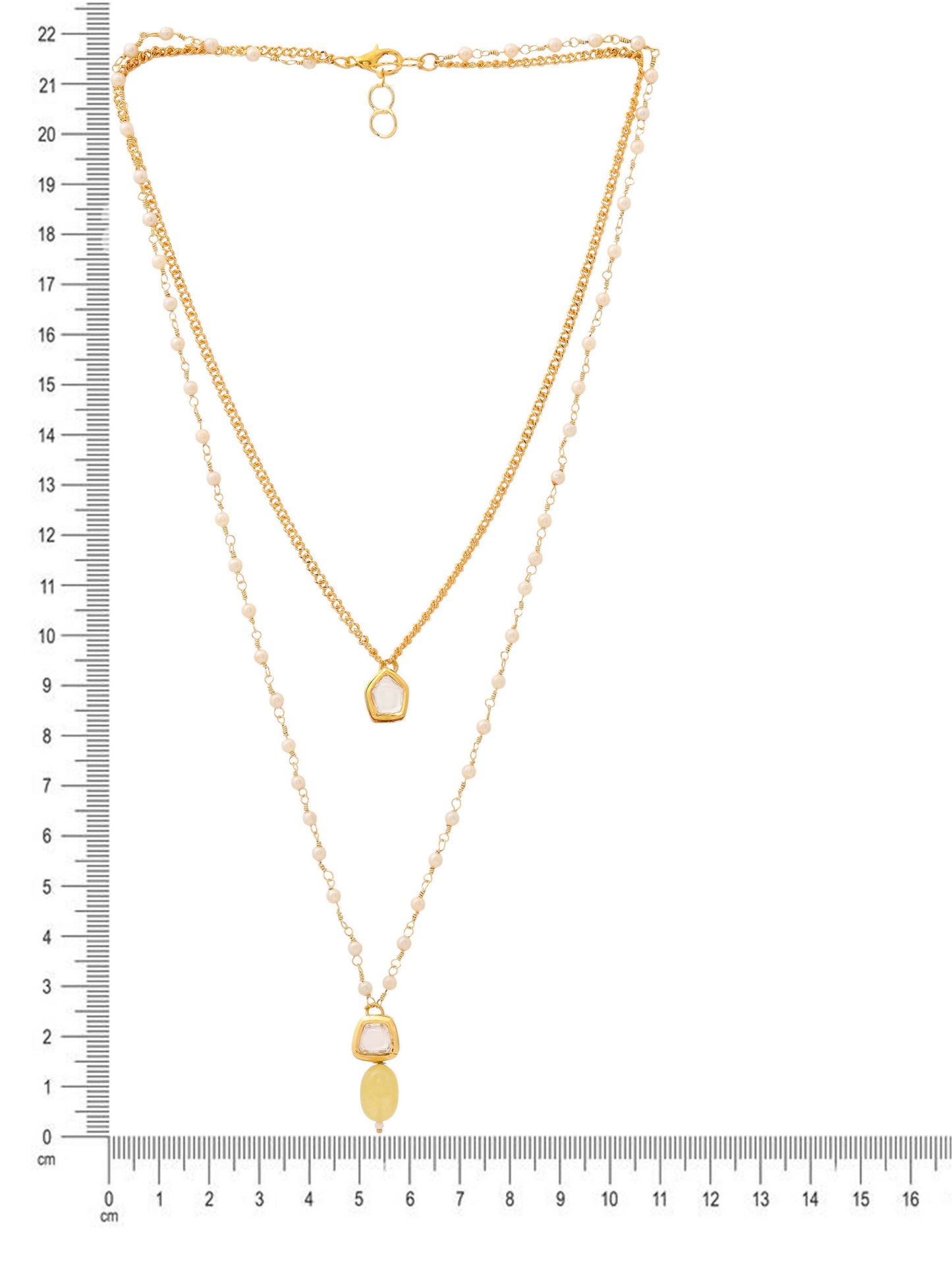Ruby Raang Double Layered Yellow Onyx and Kundan Necklace - Distacart