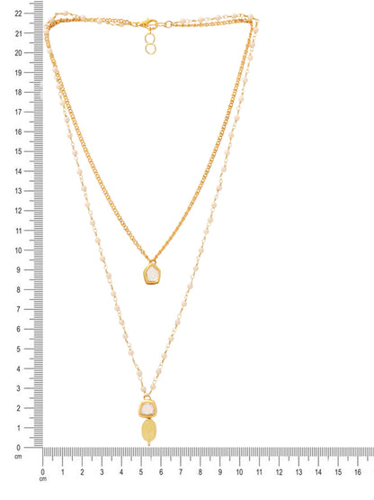 Ruby Raang Double Layered Yellow Onyx and Kundan Necklace - Distacart