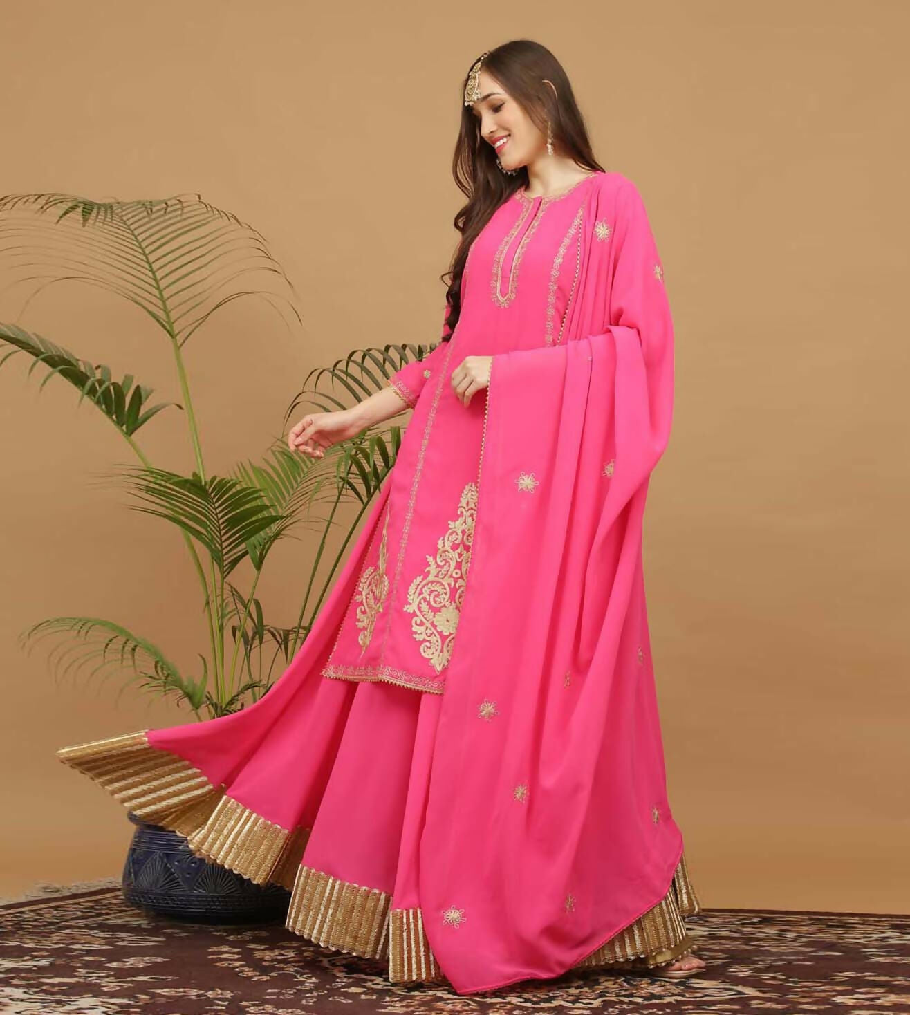 Joban Fashion Pink Georgette Lehenga Set