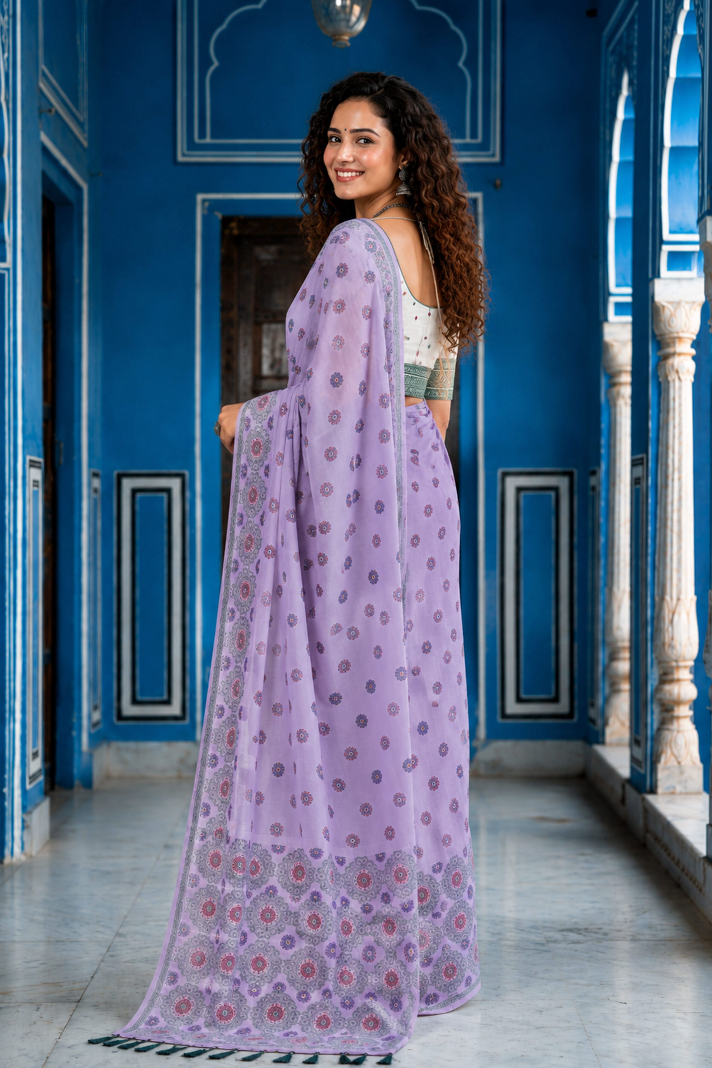 Sangam Prints Baby Pink Cotton Blend Woven Work Traditional Saree - Dista