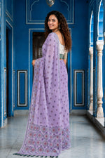 Thumbnail for Sangam Prints Baby Pink Cotton Blend Woven Work Traditional Saree - Dista