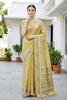 Sangam Prints Mustard Gold Cotton Blend Woven Work Traditional Saree - Dista
