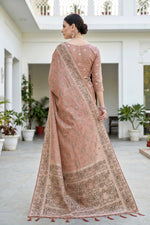 Thumbnail for Sangam Prints Dusty Rose Cotton Blend Woven Work Traditional Saree - Dista
