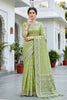 Sangam Prints Pista Green Cotton Blend Woven Work Traditional Saree - Dista