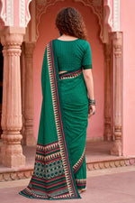 Thumbnail for Sangam Prints Bottle Green Cotton Blend Woven Work Traditional Saree - Dista