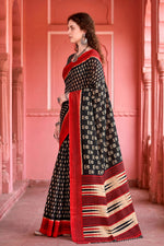 Thumbnail for Sangam Prints Black Cotton Blend Woven Work Traditional Saree - Dista