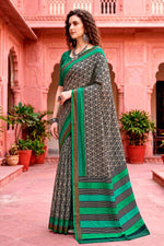 Thumbnail for Sangam Prints Charcoal Grey Cotton Blend Woven Work Traditional Saree - Dista