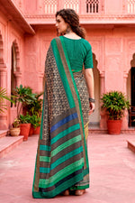 Thumbnail for Sangam Prints Charcoal Grey Cotton Blend Woven Work Traditional Saree - Dista