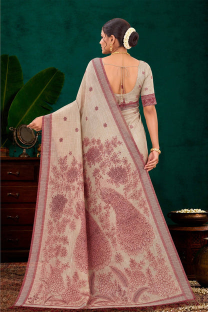 Sangam Prints Maroon Cotton Blend Woven Work Traditional Saree - Dista
