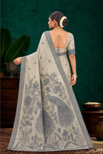 Thumbnail for Sangam Prints Grey Cotton Blend Woven Work Traditional Saree - Dista