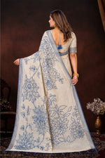 Thumbnail for Sangam Prints Navy Blue Cotton Blend Woven Work Traditional Saree - Dista