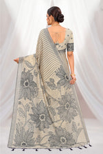 Thumbnail for Sangam Prints Grey Cotton Blend Woven Work Traditional Saree - Dista