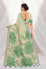 Thumbnail for Sangam Prints Green Cotton Blend Woven Work Traditional Saree - Dista