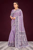 Sangam Prints Lavender Cotton Blend Woven Work Traditional Saree - Dista