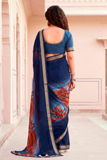 Thumbnail for Sangam Prints Navy Blue Cotton Blend Woven Work Traditional Saree - Dista