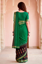 Thumbnail for Sangam Prints Bottle Green Cotton Blend Woven Work Traditional Saree - Dista