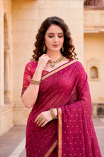 Thumbnail for Sangam Prints Pink Cotton Blend Woven Work Traditional Saree - Dista