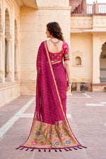 Thumbnail for Sangam Prints Pink Cotton Blend Woven Work Traditional Saree - Dista