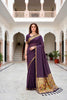 Sangam Prints Violet Cotton Blend Woven Work Traditional Saree - Dista