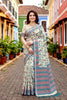 Sangam Prints Blue Cotton Blend Woven Work Traditional Saree - Dista