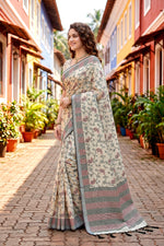 Thumbnail for Sangam Prints Purple Cotton Blend Woven Work Traditional Saree - Dista