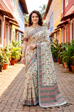 Thumbnail for Sangam Prints Purple Cotton Blend Woven Work Traditional Saree - Dista
