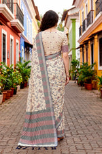 Thumbnail for Sangam Prints Red Cotton Blend Woven Work Traditional Saree - Dista