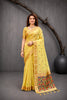 Sangam Prints Yellow Cotton Blend Woven Work Traditional Saree - Dista
