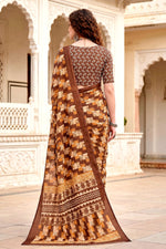 Thumbnail for Sangam Prints Coffee Brown Cotton Blend Woven Work Traditional Saree - Dista