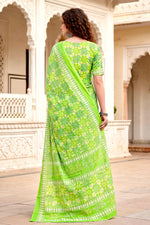 Thumbnail for Sangam Prints Parrot Green Cotton Blend Woven Work Traditional Saree - Dista