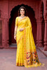 Sangam Prints Yellow Cotton Blend Woven Work Traditional Saree - Dista