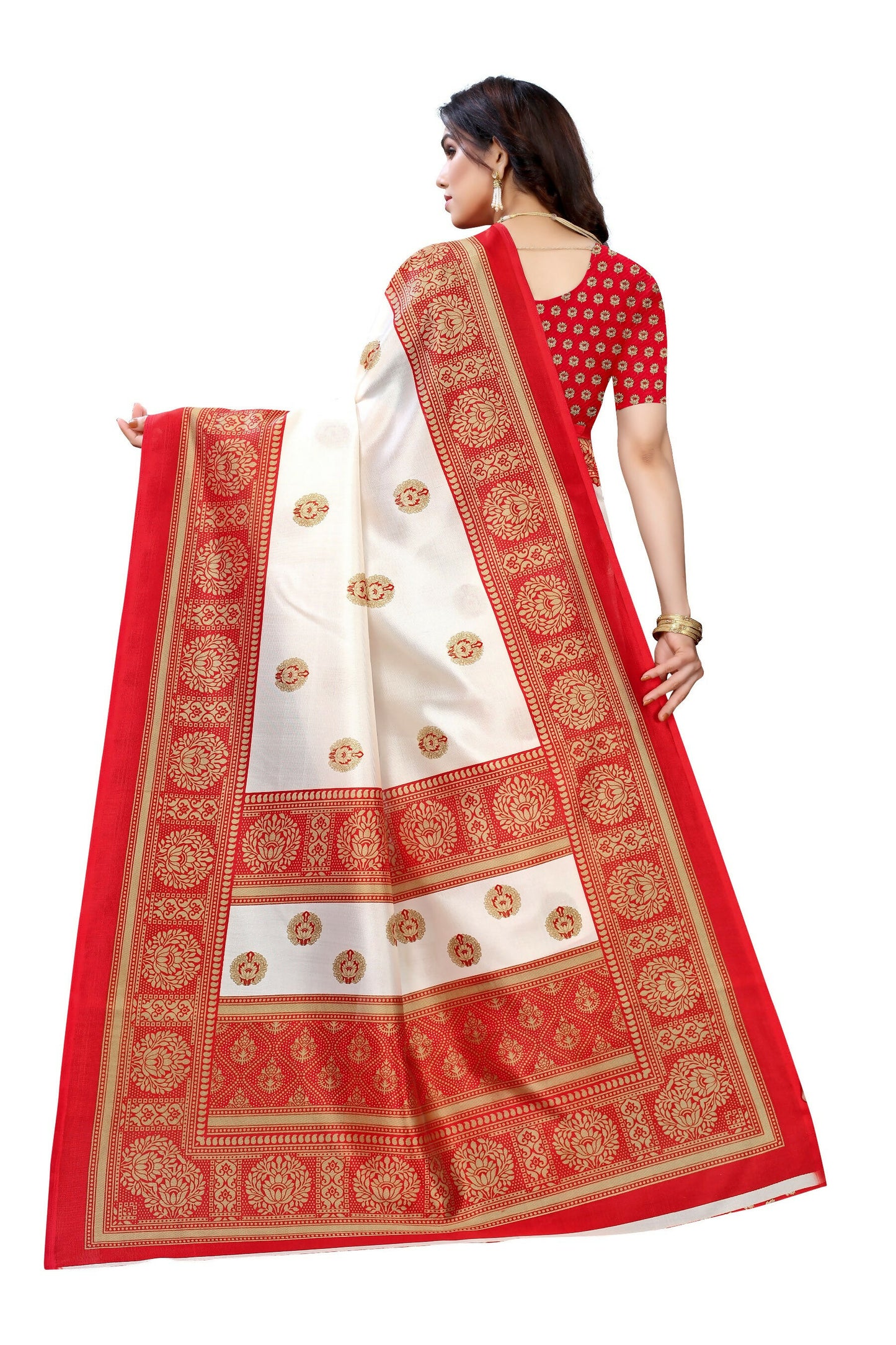 Vamika Red Printed Art Silk Saree - Distacart