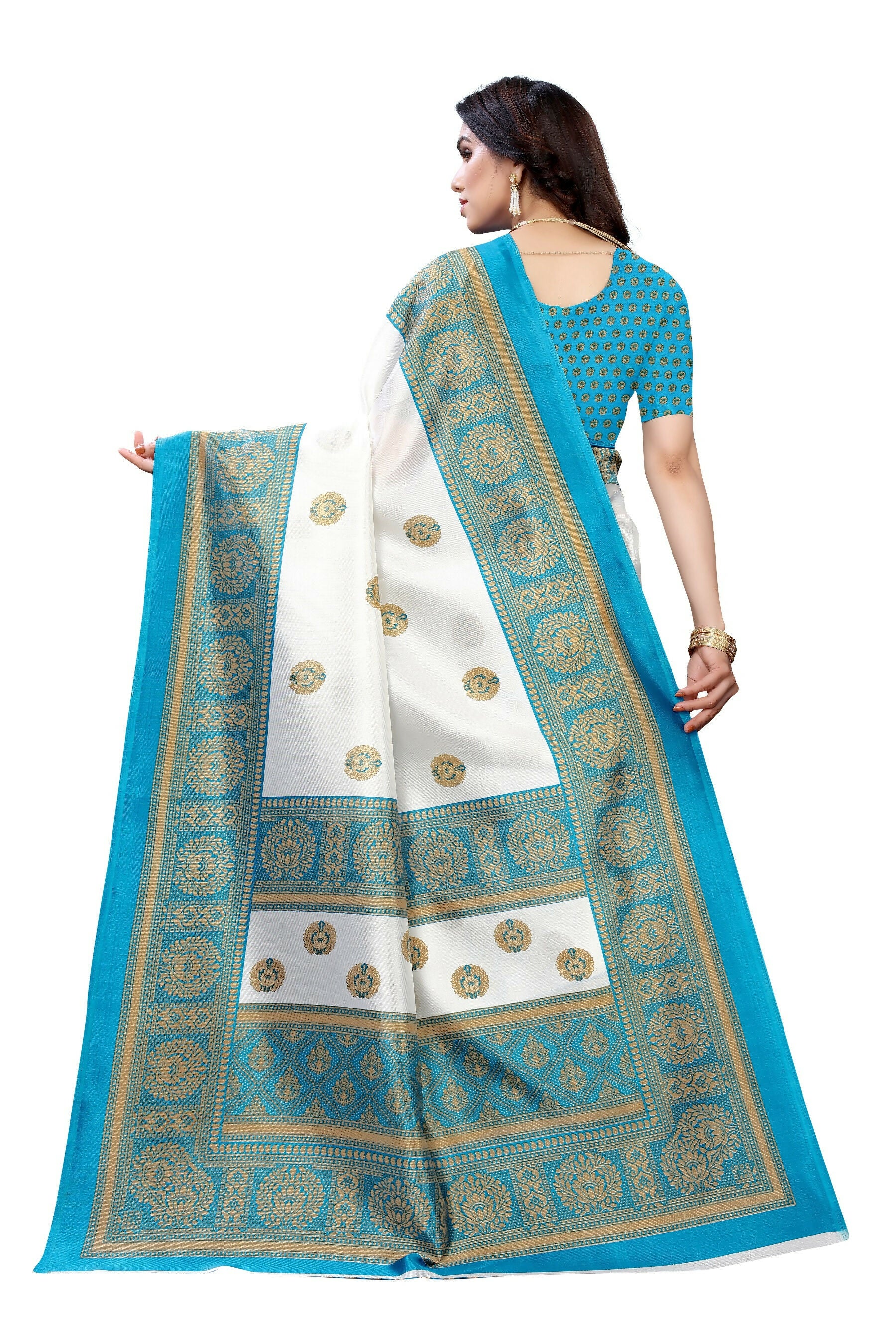 Vamika Rama Green Printed Art Silk Saree - Distacart