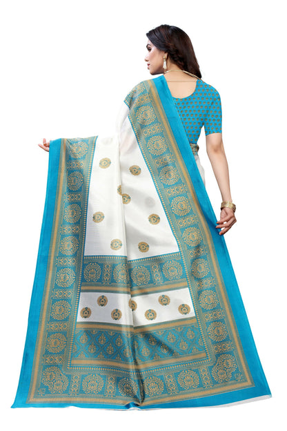 Vamika Rama Green Printed Art Silk Saree - Distacart