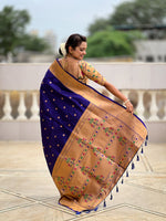 Thumbnail for Vedant Vastram Soft Litchi Silk Paithani Jacquard Saree - Violet - Dista