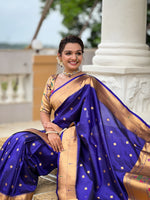 Thumbnail for Vedant Vastram Soft Litchi Silk Paithani Jacquard Saree - Violet - Dista