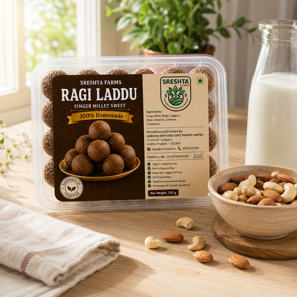 Sreshta Farms Organic Ragi (Finger Millet) Laddu