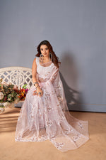 Thumbnail for Teeya Creation Baby Pink Color Butterfly Net Heavy Work Saree - Distacart