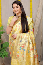 Thumbnail for Anaita Cream Woven Design Pure Silk Banarasi Saree With Blouse - Distacart