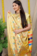 Thumbnail for Anaita Cream Woven Design Pure Silk Banarasi Saree With Blouse - Distacart